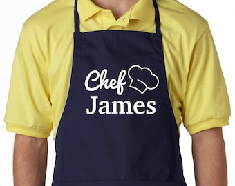 Custom Apron for Men Cooking Apron Personalized Cooking Gifts for Husband from Wife Chef Apron with Name Baking Apron with Pockets