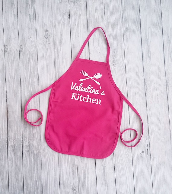 Personalized Pink Cooking Apron for Girls, Kitchen Aprons Gift for Kid