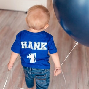 First Birthday shirt for Boy Personalized with name and number, Baby boy birthday outfit 1st birthday shirt with number 1