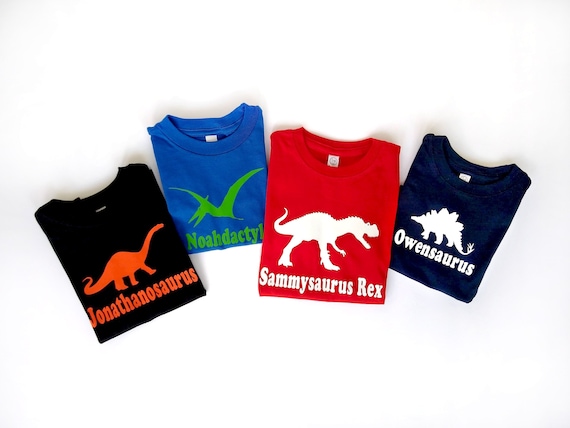 Personalized Dinosaur Birthday Shirt, Custom Toddler Shirt Dinosaur Party, Monogram Dino Shirt Birthday Gift for Kids Il_570xn