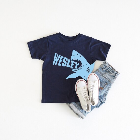 Personalized Shark Birthday Shirt, Toddler and Youth Boys Birthday Shirt, Shark Gifts for Kids, Custom Name Shirt Il_570xn