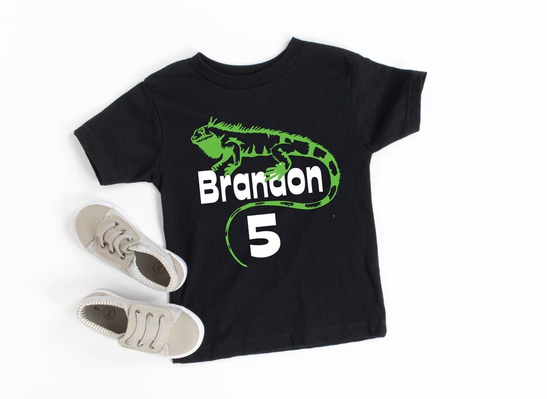 Personalized Reptile Birthday Shirt for Kids Lizard Birthday Boy Shirt Custom Name Tshirt 5th Birthday Shirt image 3