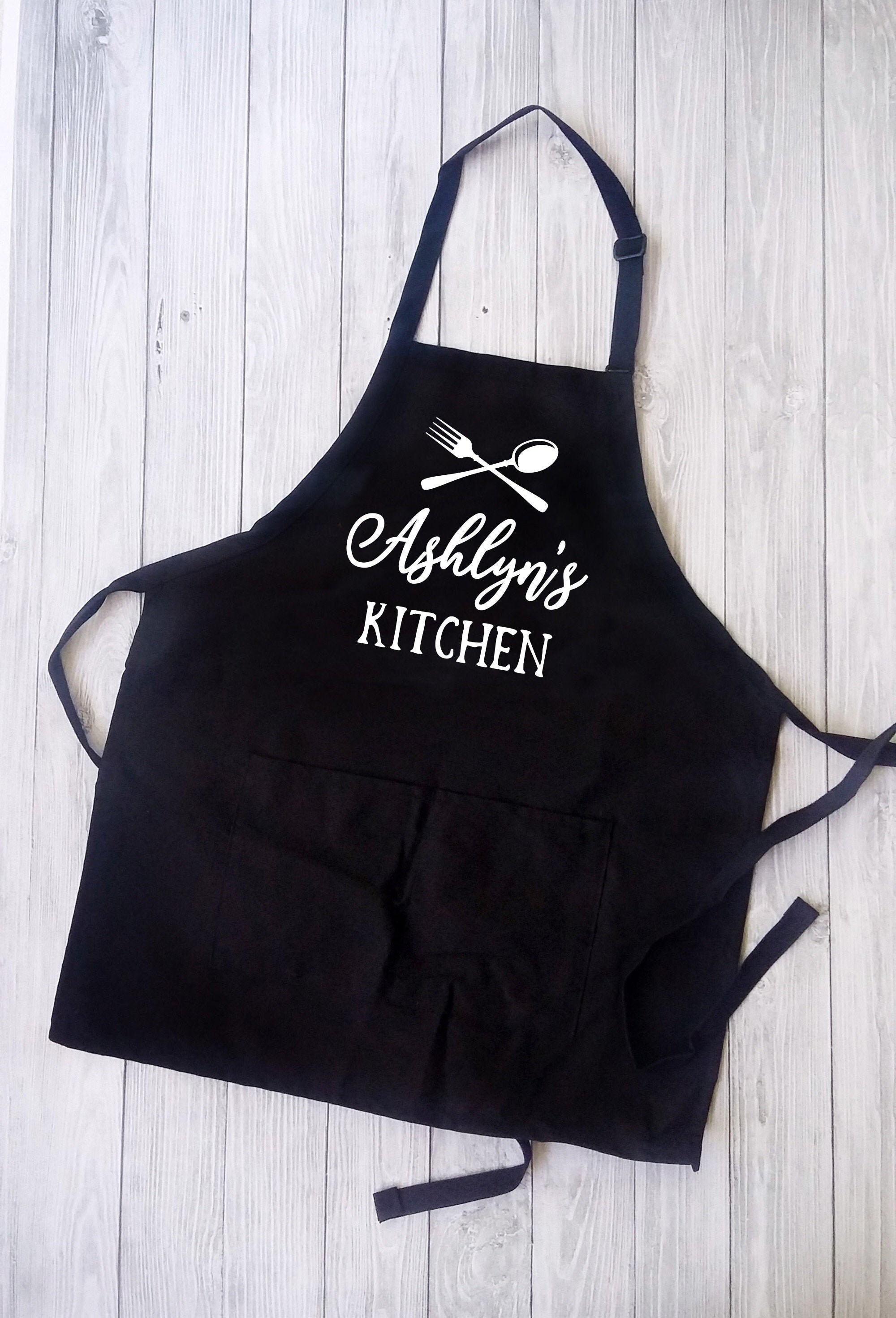 Custom Aprons for Women Personalized Black Cooking Apron With