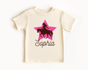 Custom Cowgirl Birthday Shirt with Name Pink Rodeo Birthday Girl Shirt Personalized Western Cowgirl Toddler Youth Tee