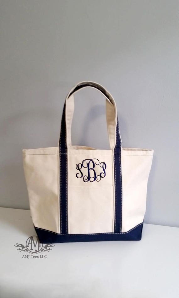 Monogrammed Canvas Tote Bag monogram tote bag large beach | Etsy