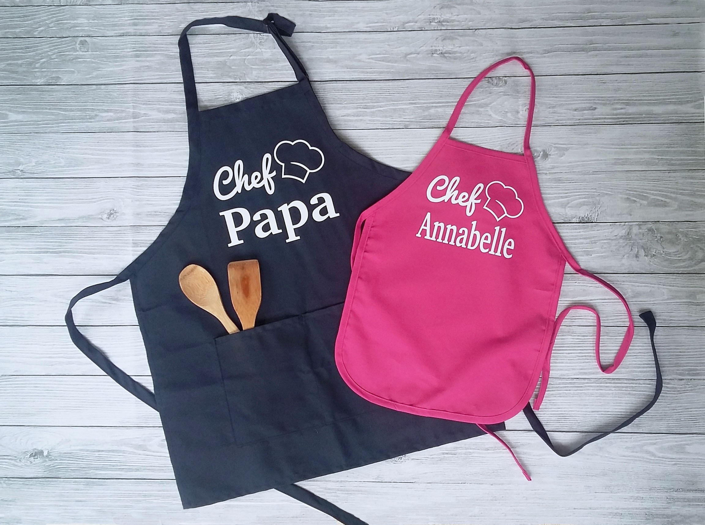 Father Daughter Matching Cooking Aprons, Matching Adult and Kids Chef Apron  Set, Personalized Fathers Day Gift From Daughter, Dad Grandpa 