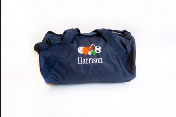 Boys All Sports Gym Bag, Personalized Weekender Bag, Kids Travel Bag, Blue Duffle Bag for Kids, Monogrammed Kids Gifts, Toddler Duffle Bag Il_570xn