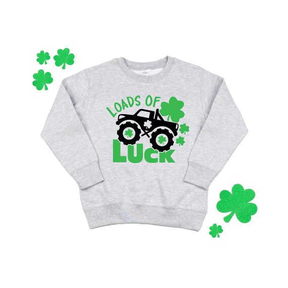 Boys St Patricks Day Sweatshirt, Toddler Boy St Patricks Day Shirt, Loads Of Luck Truck Shamrock Shirt, Boys Lucky Shirt Il_570xn