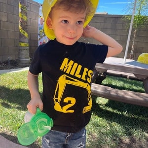 Kids Construction Birthday Shirt Toddlers Birthday Excavator Shirt Personalized Kids Shirt Digger Shirt Kids image 5