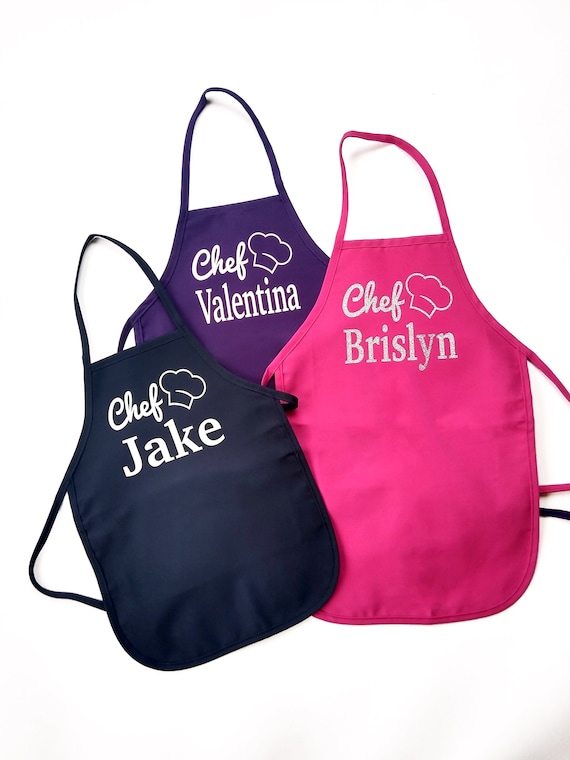 Personalized Kids Apron, Kids Custom Cooking Apron, Boy Chef Apron, Girls Pink Apron, Toddler Baking Aprons, Personalized Gift for Kids Il_570xn