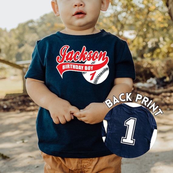 Baseball 1st Birthday Shirt | Personalized Baby Boy First Birthday Outfit, Custom Sports Theme Number Party Tee