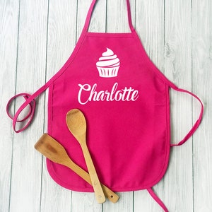 Baking Apron for Girls Cooking Apron for Kids Personalized Baking Gifts for Kids Custom Childrens Apron Purple image 4