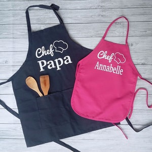 Matching Father Son Aprons Personalized Daddy and Me Cooking Aprons Fathers Day Gift for Dad from Kids Custom Head Chef and Sous Chef Aprons image 6