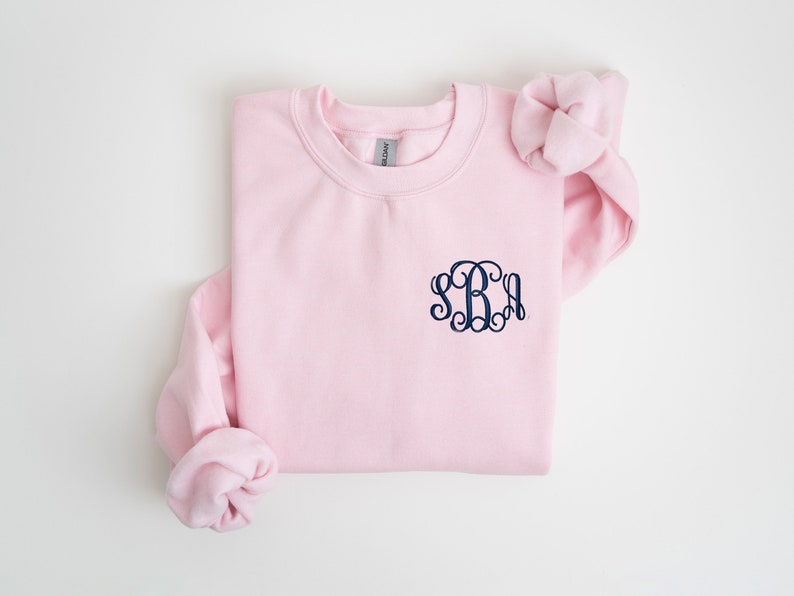 Monogram Sweatshirt Embroidered Crewneck Sweatshirt for Women with Large Monogram Gifts for Her Hot Pink Sweatshirt Personalized Gift Pink