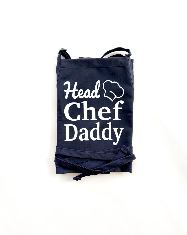 Matching Father Son Aprons Personalized Daddy and Me Cooking Aprons Fathers Day Gift for Dad from Kids Custom Head Chef and Sous Chef Aprons image 8