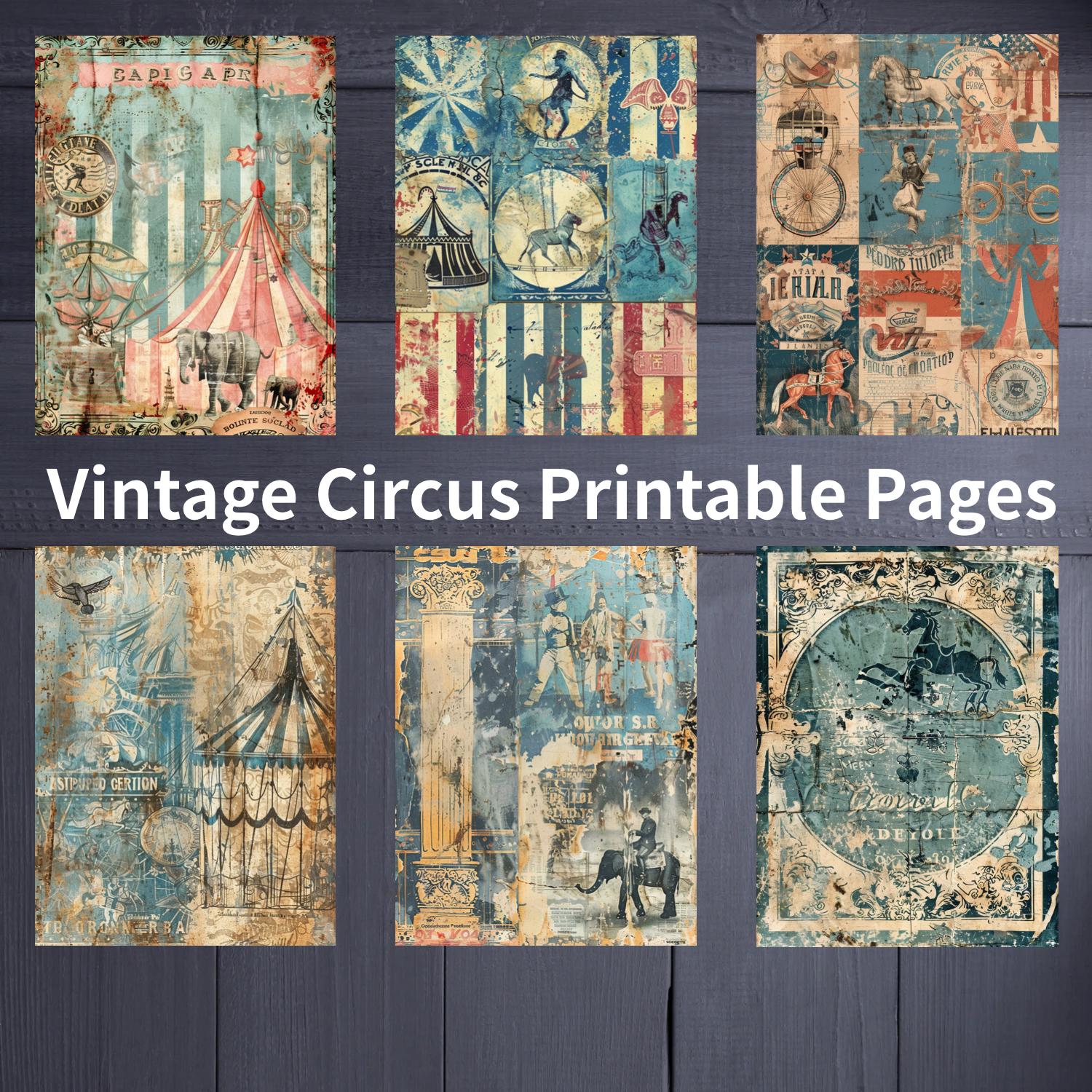 Printable Vintage Circus Junk Journal Pages, Carnival Ephemera, Digital ...