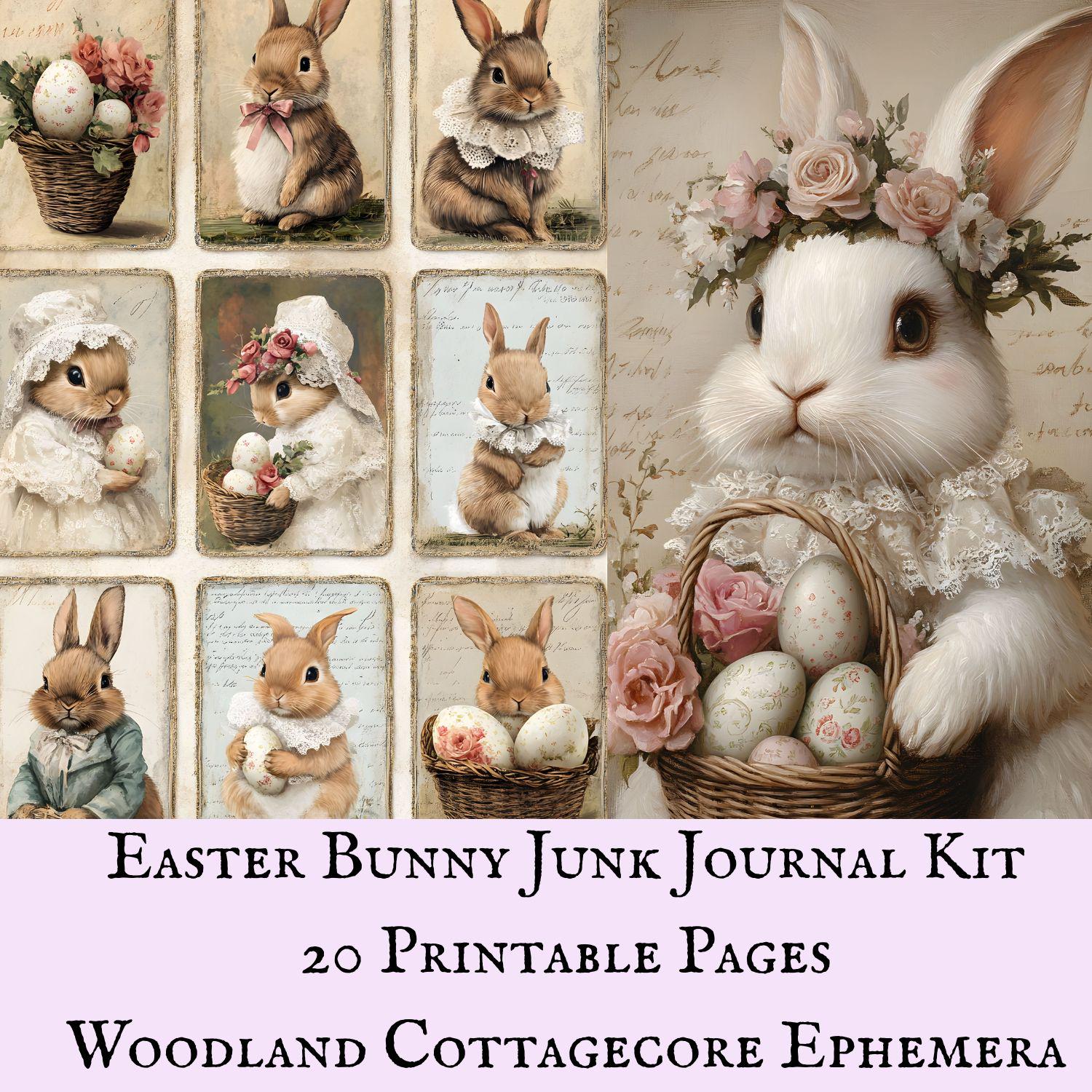 Easter Bunny Junk Journal Kit, Woodland Cottagecore Ephemera (digital ...