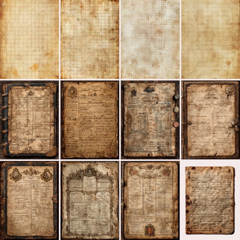 Recency Style Paper Vintage Ledger Paper | Antique Accounting Ephemera, Junk Journal ...