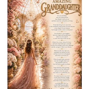 To An Amazing Granddaughter Birthday Card - Premium Gloss 5.8” x 8.3” Card PC80 - Large Premium Gloss Card With Envelope