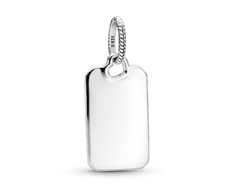 Engravable Sterling Silver Tag Pendant, Heart Bail, Personalized Necklace