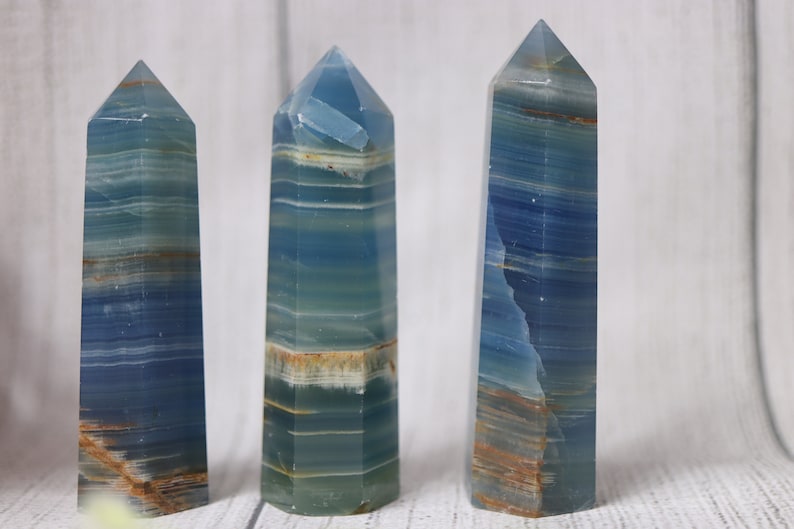 Blue Onyx Tower Crystal Tower Blue Onyx Point Gemstone Etsy UK