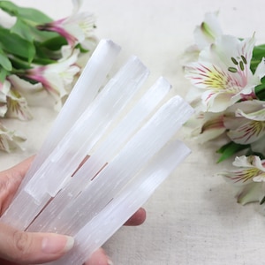 Satin Spar Wand, Selenite Stick, Ritual Crystal, Chakra Healing, Energy Cleansing, Healing Crystal, Witch Wand,