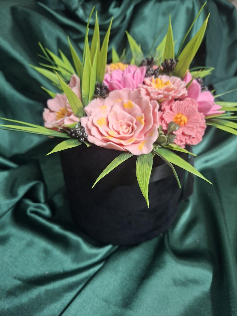 Handmade Soap Flower Bouquet – Realistic Roses Arrangement in Velvet ...