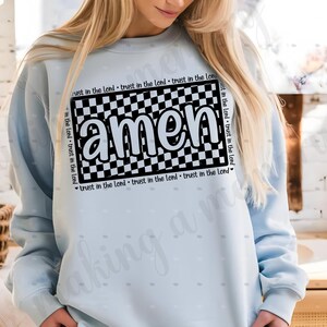 Amen Checkered Christian Shirt I Trendy Faith Shirt Teens I Trust the Lord I Teen Jesus Lover I Faith Streetwear I Youth Faith Wear