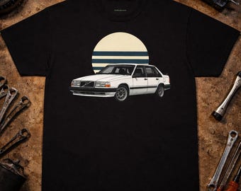 Volvo 740 Sedan T-Shirt Black – Swedish Brick – Retro Car Graphic Tee