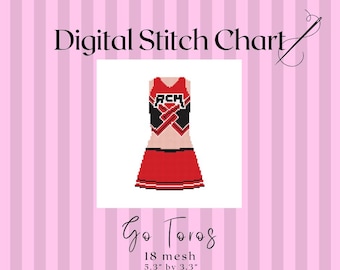 Go Toros! 18 mesh Digital Needlepoint Stitch Chart