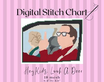 Hey Kids, Look A Deer 18 mesh Digital Needlepoint Stitch Chart