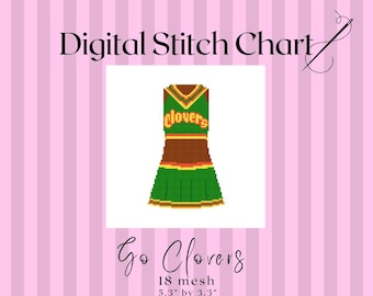 Go Clovers! 18 mesh Digital Needlepoint Stitch Chart