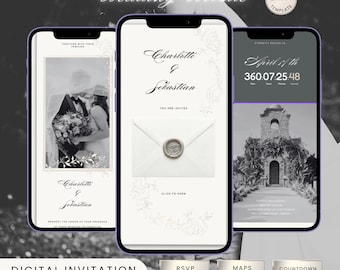 Broken White Wedding Website Invitation, Canva Template, RSVP, Music, Maps (Digital Download) WI07