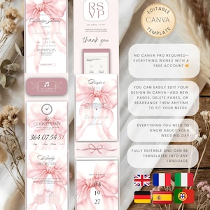 Pink Bow Baby Shower Invitation, Coquette Style, Interactive Website (Digital Download) BS02