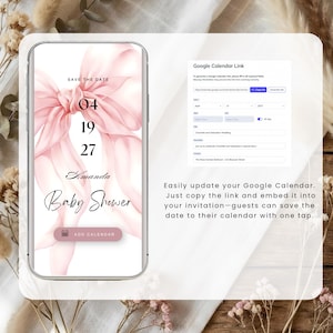 Pink Bow Baby Shower Invitation, Coquette Style, Interactive Website (Digital Download) BS02