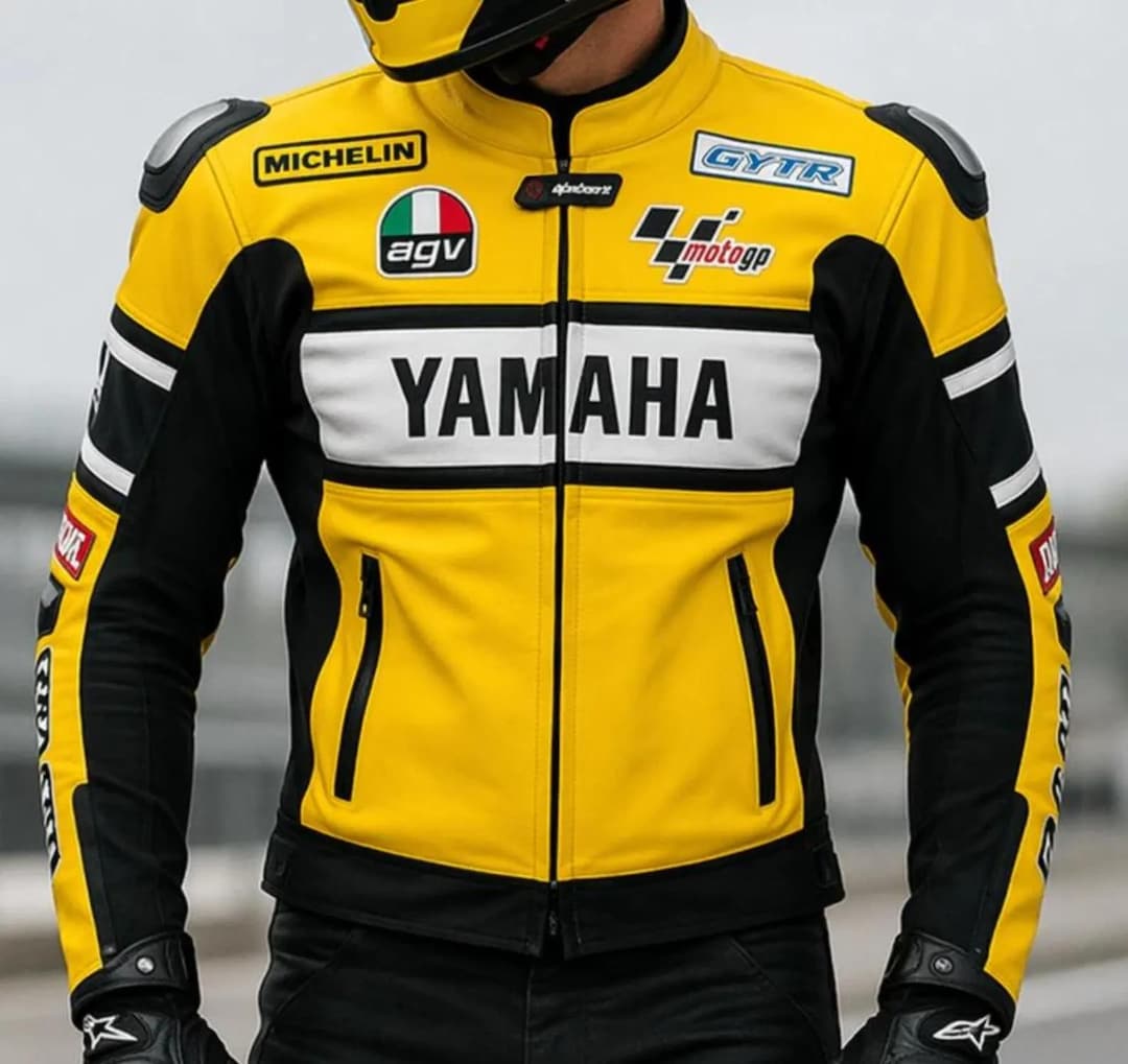 New Men's Yamaha Motorbike Riding Jacket Real Leather Bikers Racing ...