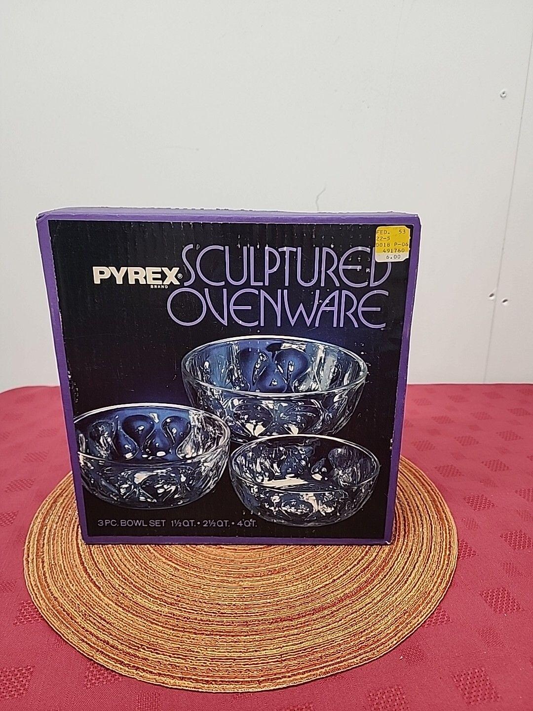 VTG Pyrex Sculptured Ovenware 3 Nesting Bowls 1970s #88O Thumbprint ...