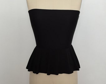 Black Peplum Top Black Corset Top Black Strapless Top Black Peplum Top Summer Sleeveless Top Stretch Bandeau Summer Top Custom Made to Order