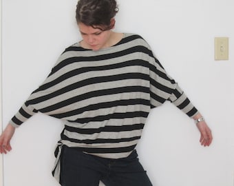 Women Batwing Blouse Dolman Sleeve Top Oversize Loose Fit Batwing Jersey Shirt