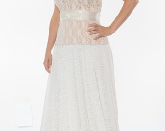 Bridal skirt Lace Maxi Skirt White Lace Long skirt Maxi lace skirt Bridal seperates skirt Off white or Ivory Wedding Skirt Full Circle skirt