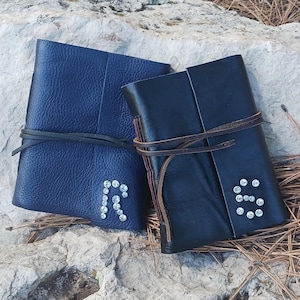 Bling Rhinestone Initials Leather Journal Diary | B6 Journal