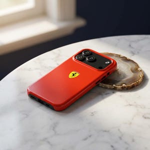 Funda Ferrari roja de primera calidad para teléfono / Alta calidad y durabilidad / iPhone 11-17 y Samsung S21-S24