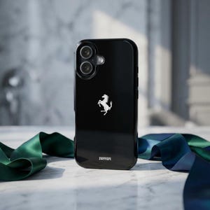 Ferrari Prancing Horse F1 Premium Glossy Black Tough Phone Case | iPhone 11-17 & Samsung S21-S25