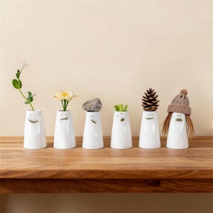 12 Ceramic Face Vases Creative Expression Flower Vases Handmade Modern Minimalist Cute Style Home & Office Decor