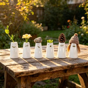 12 Handmade Face Ceramic Vases Quirky Expressions Mini Flower Vases Modern Minimalist Cute Style Home & Office Decor Unique Gift for Home