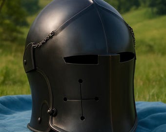 Medieval Barbura Crusader black helmet