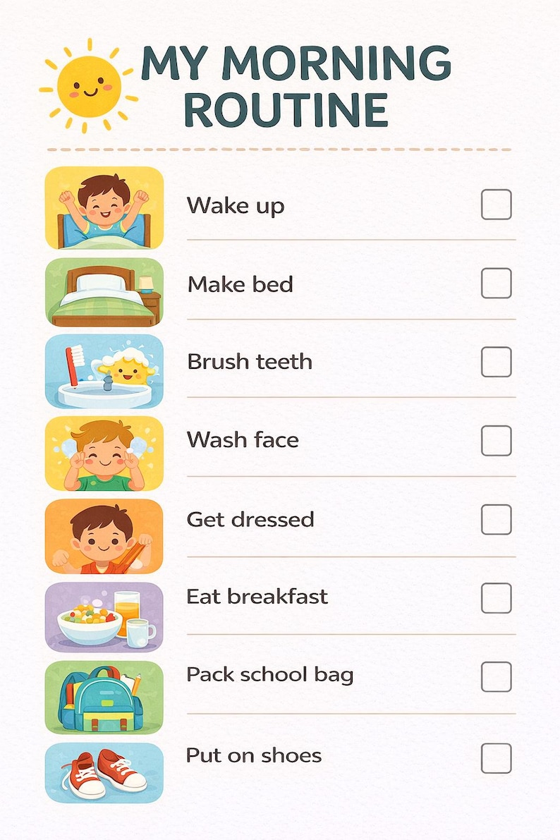 Morning Routine Eyfs Widgit Kids Morning Routine Chart Printable for Toddlers, Daily Visual ...
