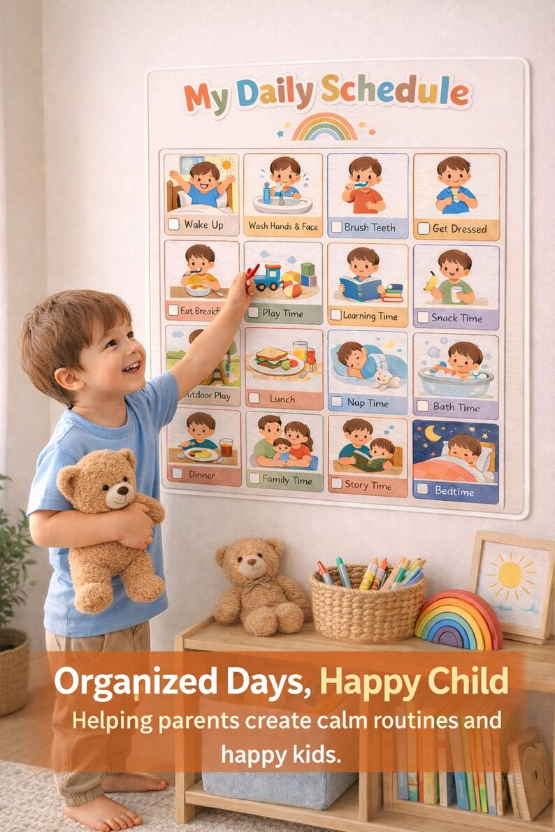Toddler Routine Sample Toddler Full Day Routine Chart | Visual Schedule Printable (PNG A4/US ...