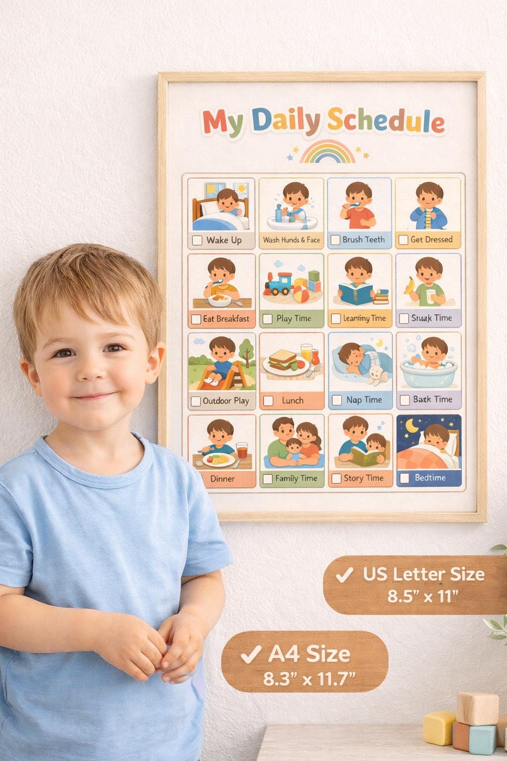 Toddler Full Day Routine Chart | Visual Schedule Printable (PNG A4/US ...