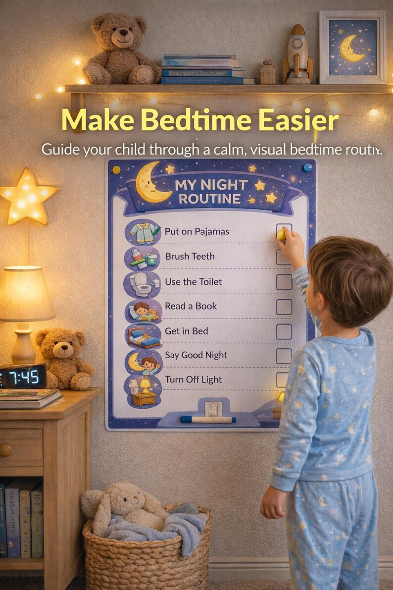 Pyjamas Routine Kids Bedtime Routine Chart | Toddler Nightly Checklist (age 2-6 ...